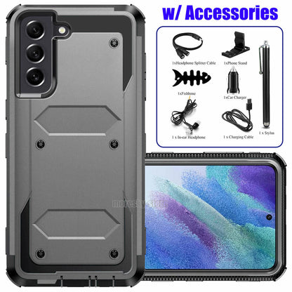 For Samsung Galaxy S21 FE 5G Shockproof Case Rugged Phone Cover w/ Accessories