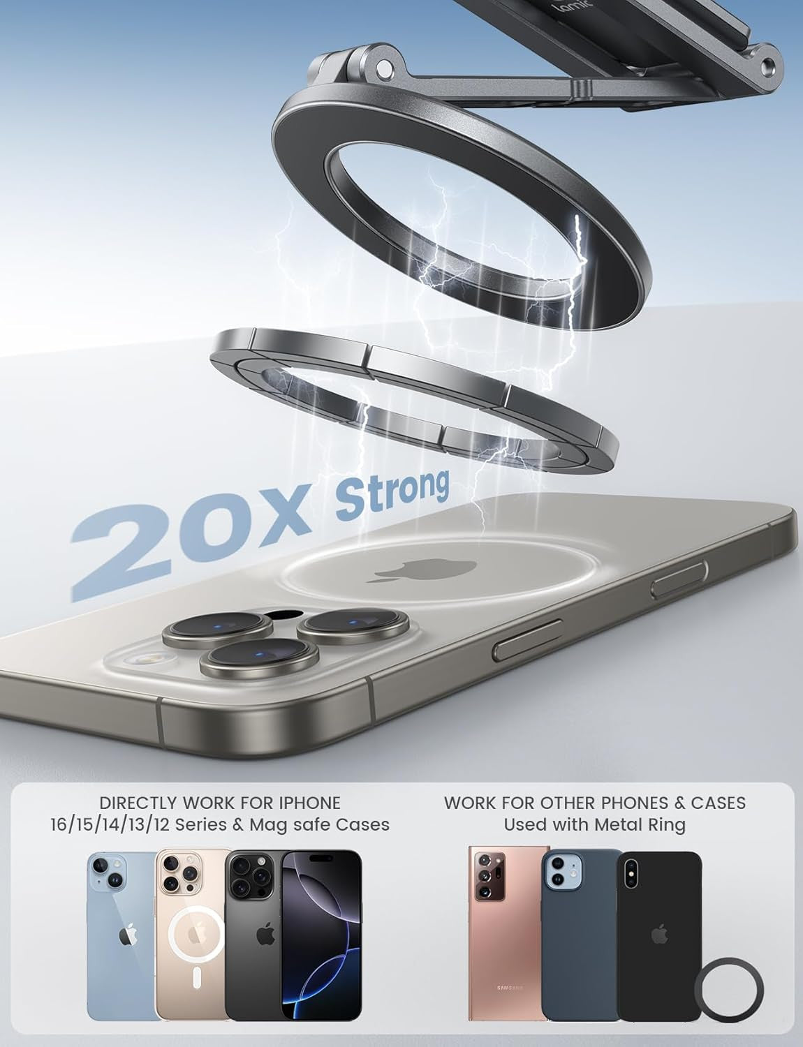 for Magsafe Tripod Stand - [Ultra-Compact] Aluminium Magnetic Phone Tripod for I