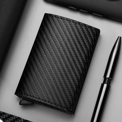 Anti Rfid Magnet Men Wallets Carbon Fiber Card Holder Money Bag Black Wallet 1PC