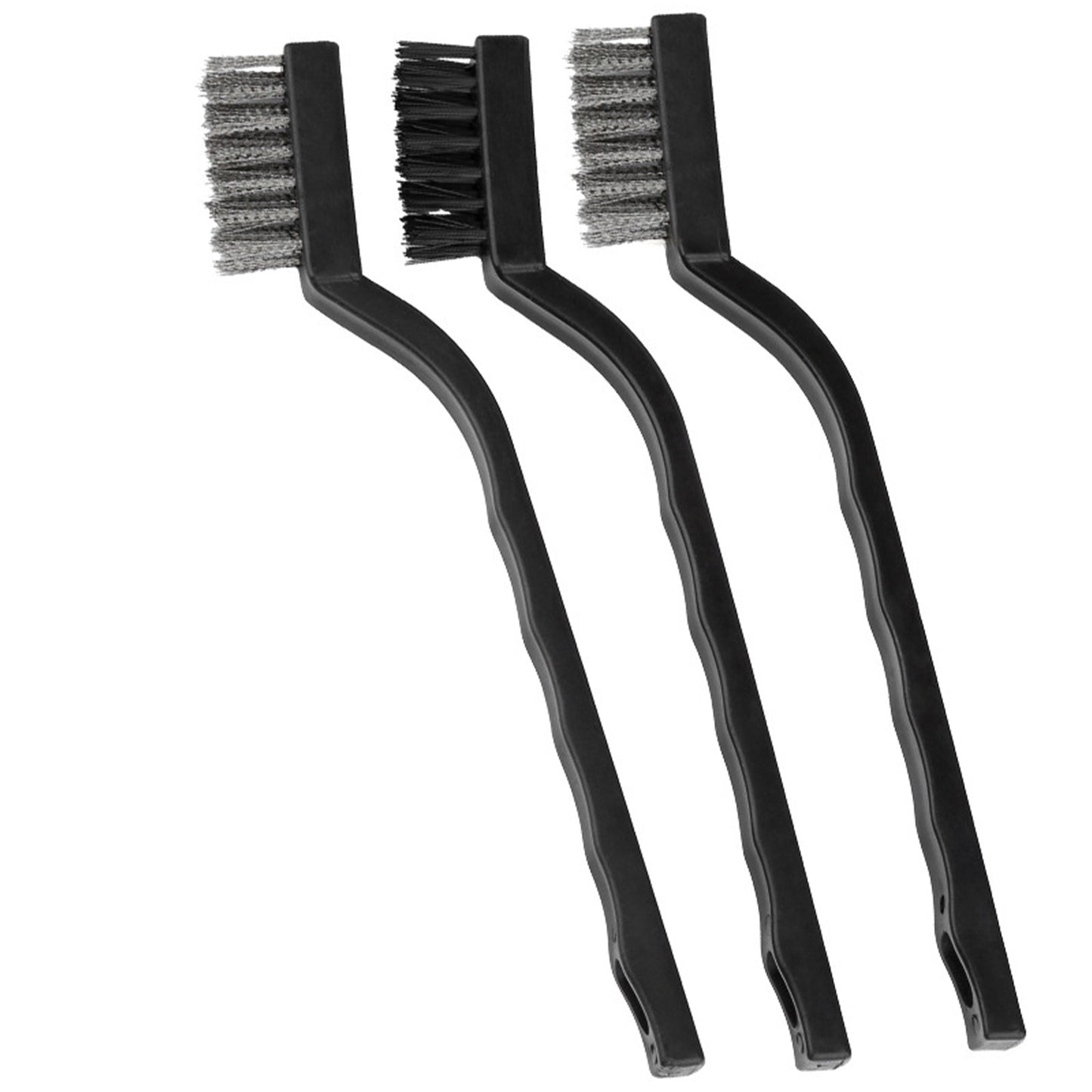 3* Steel Brush Set Small Cleaning Brushes Wire Rust Sparks Wheels Scrub 180mm I