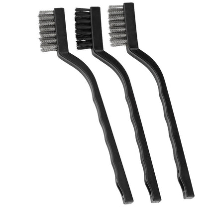 3* Steel Brush Set Small Cleaning Brushes Wire Rust Sparks Wheels Scrub 180mm I