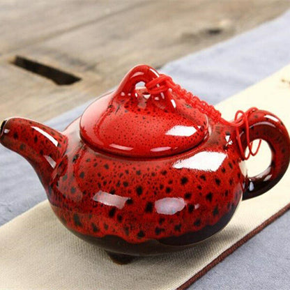 7pcs/set Tea Cups Tea Pot Creative KungFu Tea Service Ceramic Red Glaze Tea Set