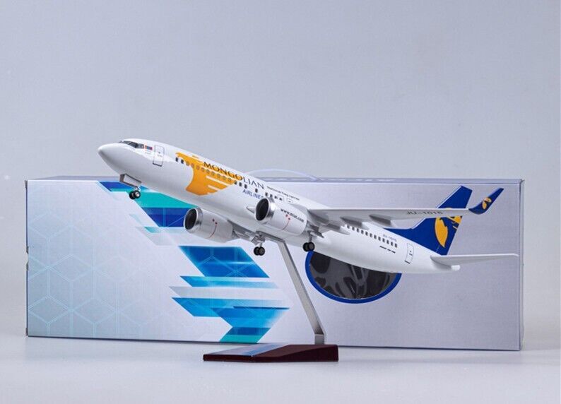 47CM MONGOLIAN AIRLINES BOEING 737 Plane Led Sound-controlled Light Resin Model