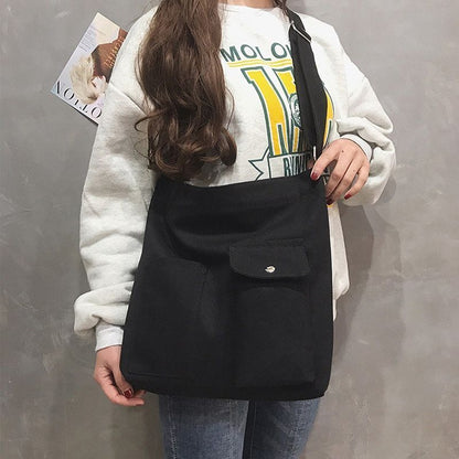 Bag Canvas Simple Soft Fashion Messenger Crossbody Shoulder Bags 39*34*7cm White