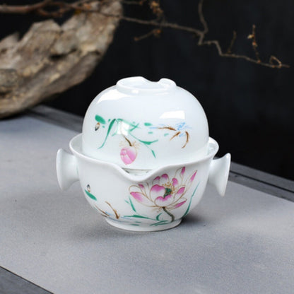 Ceramics Tea Set Include 1 Pot 1 Cup Porcelain Gaiwan Teapot Kung Fu Travel