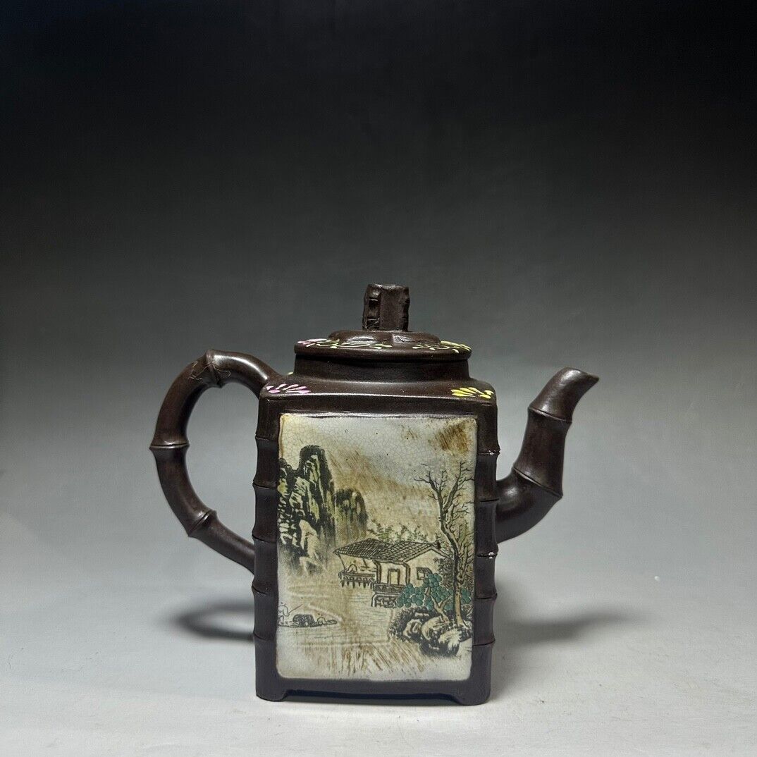 Chinese Yixing Zisha Clay Handmade Exquisite Teapot （四方竹 底款：陈鸣远）