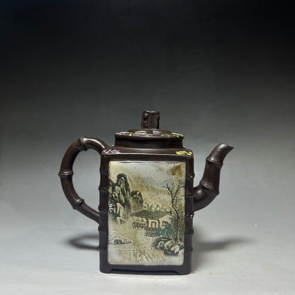 Chinese Yixing Zisha Clay Handmade Exquisite Teapot （四方竹 底款：陈鸣远）