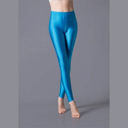 Women Leggings Solid Fluorescent Shiny Pant Spandex Shinny Elasticity Trousers