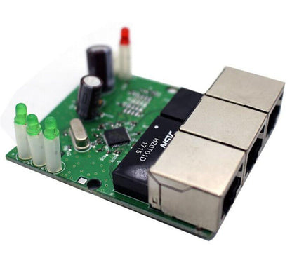 Realtek RTL8306E chipset 90/180 degree RJ45 3 port mini ethernet switch board fa