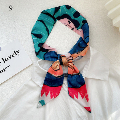 Long Skinny Silk Scarf Narrow Neckerchief Headband Handle Bag Band 105*6cm 1PCS