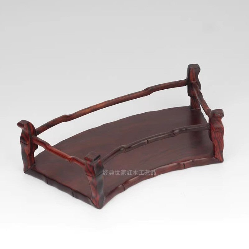 Rosewood Fanshaped Display Table Rack Vase Bonsai Artwork Statue Base Home Decor