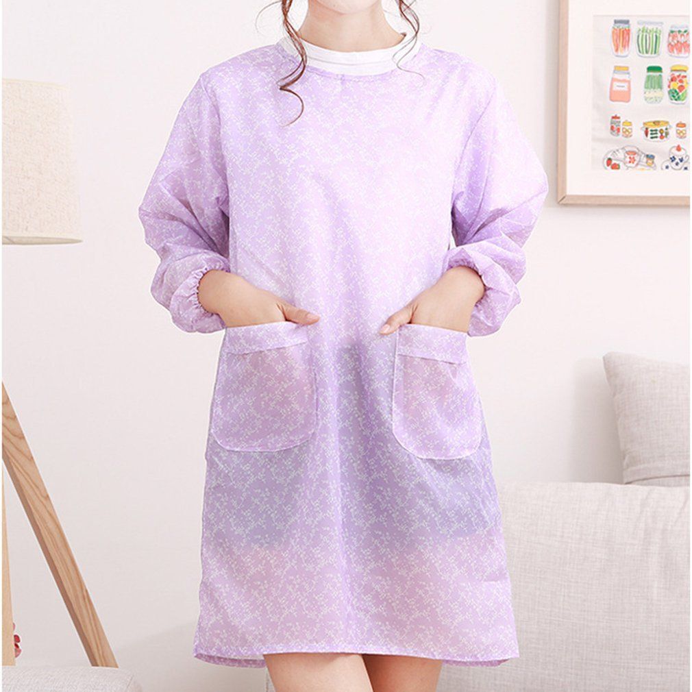 Aprons PVC Waterproof Fashion Home Kitchen Long-Sleeved Adult Unisex Smock Wears