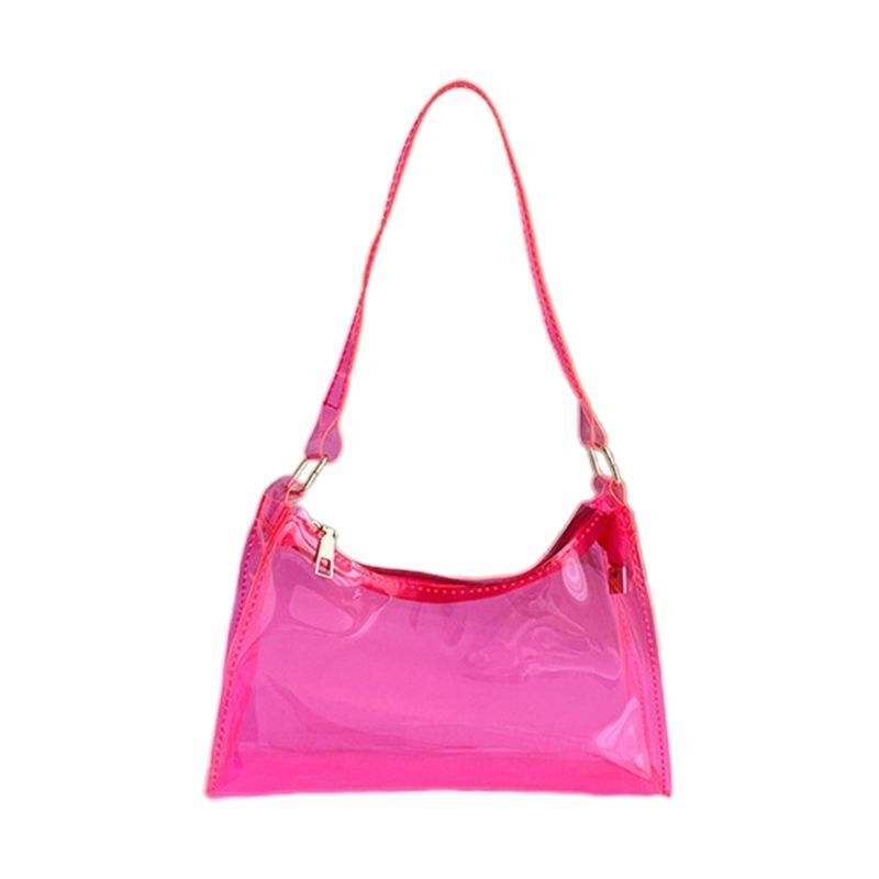 Jelly Shoulder Bag Half Moon Handbag PVC Underarm Bags Transparent Shopping Bag