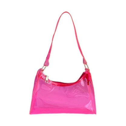 Jelly Shoulder Bag Half Moon Handbag PVC Underarm Bags Transparent Shopping Bag