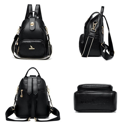 Women Backpacks Luxury Solid Colors Soft Genuine Leather Traveling Shoulder Bags