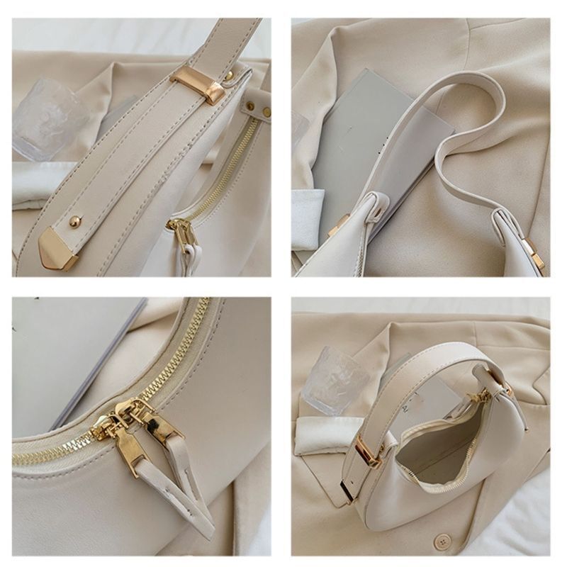 Elegant Crescent Crossbody Bag Underarm Handbag Synthetic Leather Shoulder Bags