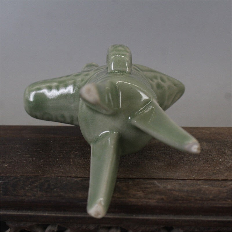5.3" Collection Chinese Song Porcelain Yaozhou Kiln Green Glaze Three Foot Cup