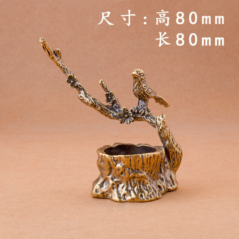 Solid Brass Eyebrow Top Desktop Decoration with Copper Carving Decoration