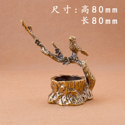 Solid Brass Eyebrow Top Desktop Decoration with Copper Carving Decoration