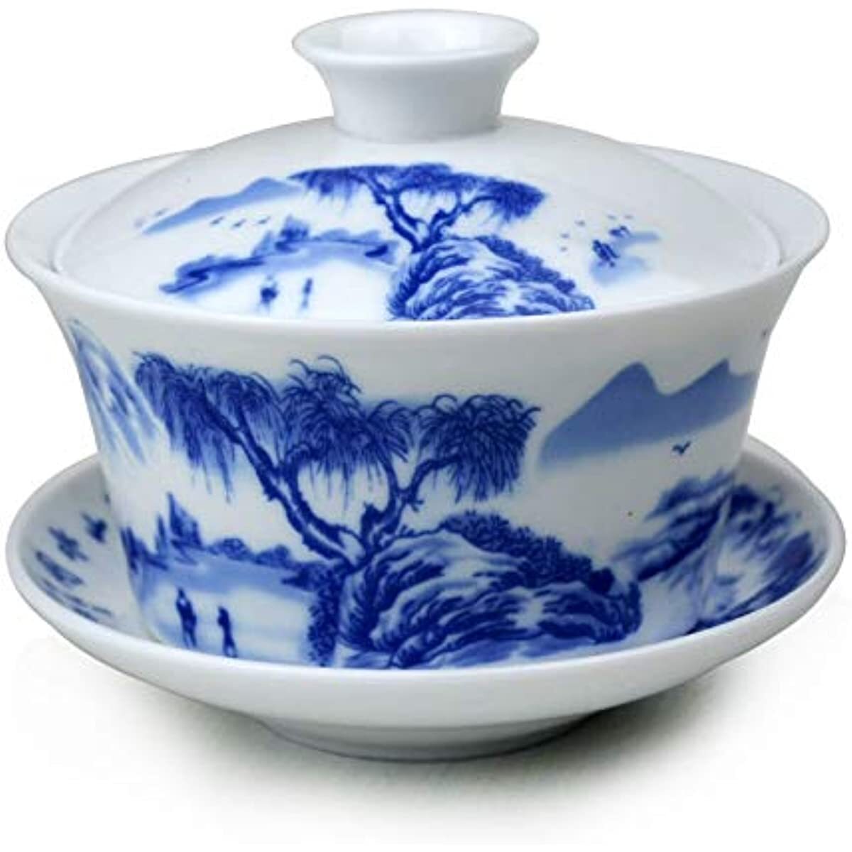Porcelain Gaiwan Teacup White Glazed Tureen Chinese Sancai Cover Bowl Lip Cup