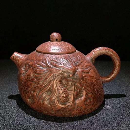 Vintage Chinese Yixing Purple Clay Teapot Zisha Ceramic Dragon Teaware Collector