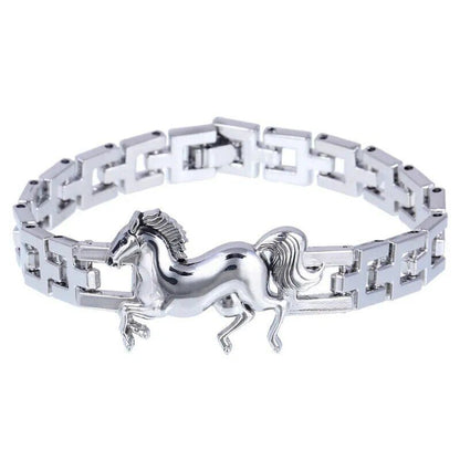 Silver Bracelets Horse Shape Stainless Steel Metal Bracelet Men Charms Bracelet