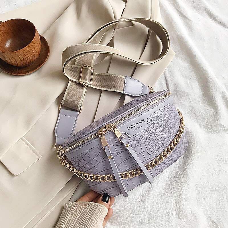 Women's Waist Bag Thick Chain Shoulder Crossbody Bag Female Belt Bag Handbag