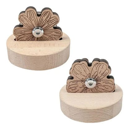Thread Cutters Wooden Flower Daisy Desktop Carving DIY Cross Stitch Sewing Tools