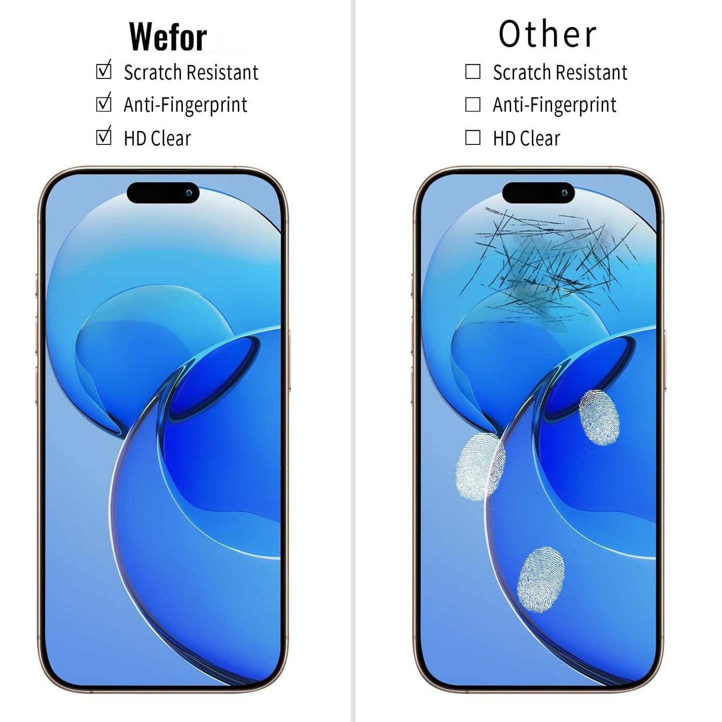 (2 Pack)for iPhone 16/16e/15/14/13/12/11 Pro Max Tempered Glass Screen Protector