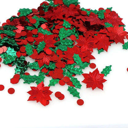 Confetti 15g Mix Colors Plastic Christmas Green Leaf Red Flowers Tinfoil Sequins