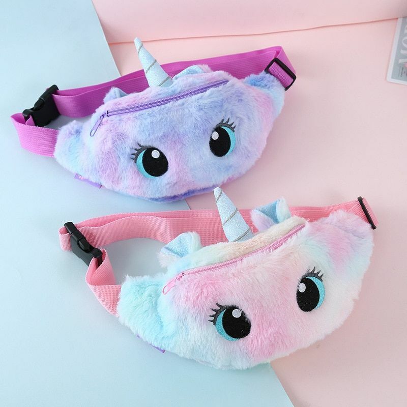 Children's Pack Unicorn Fanny Girls Waist Bag Plush Toy Belt Color Cartoon Purse