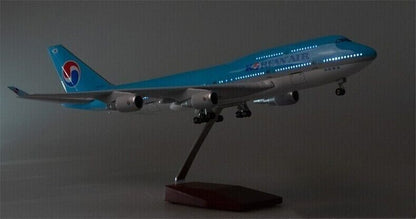 1:150 47CM KOREAN AIR B747-400 Plane Led Sound- controlled Light Resin Model