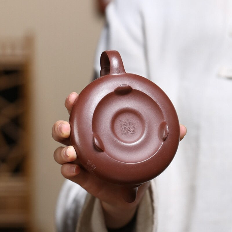 Handmade Tea Pot Carved Real Yixing Zisha Purple Clay Pot Certificate Paper New