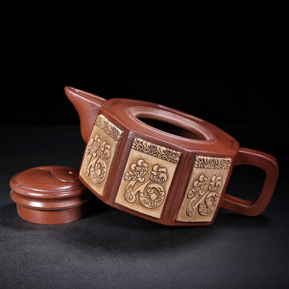 Chinese Yixing Zisha Clay Handmade Exquisite Teapot （八方 底款：陈仲美）