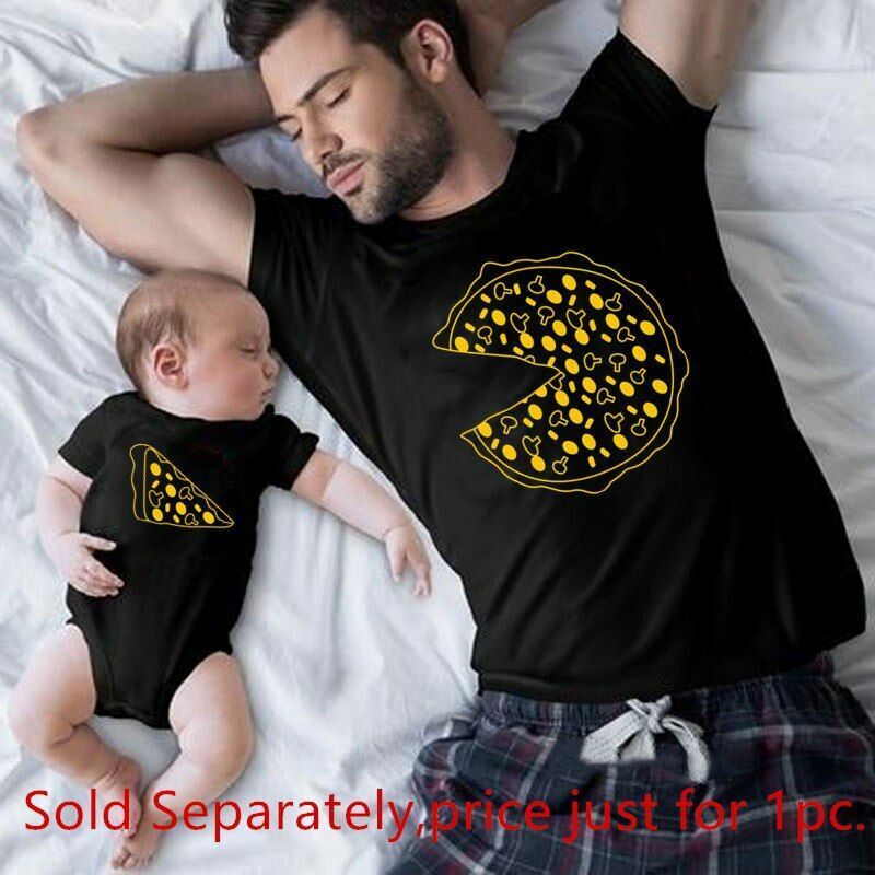Matching Clothes Pizza T-shirts Cotton Family Father Mother Daughter Romper Baby