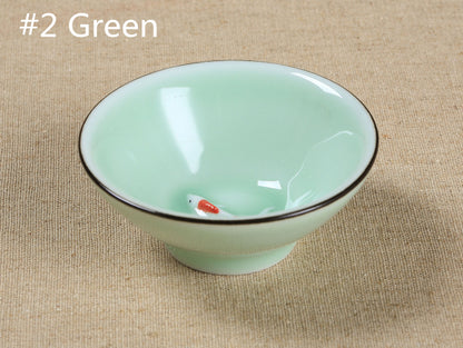 One Cup Ceramic Porcelain Tea Cup Made in China Fish Lotus Design Handmade Cups