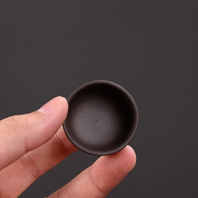 1PC Yixing Purple Clay Tea Pet Mini Fingertip Teacup Tea Ceremony Handmade