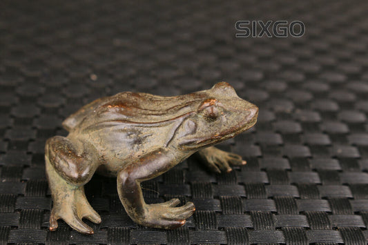 Rare old bronze hand carving fortune Jin Chan statue collectable frog Tea Pet