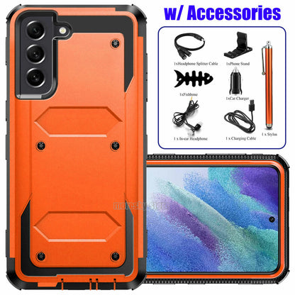 For Samsung Galaxy S21 FE 5G Shockproof Case Rugged Phone Cover w/ Accessories