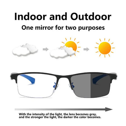 Intelligent zoom color changing dual-use anti blue light reading glasses