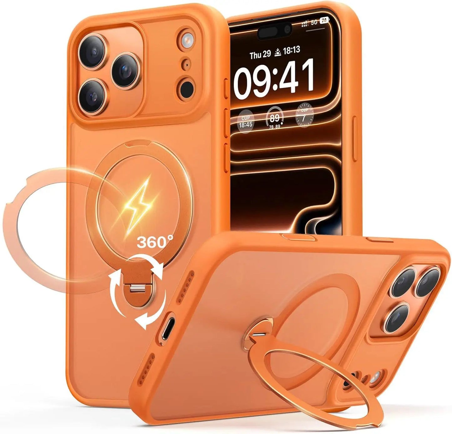 Matte Magnetic 360° Rotating Pivot Stand Phone Case for iPhone 17 Pro Max/16/15