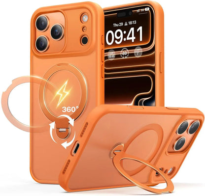Matte Magnetic 360° Rotating Pivot Stand Phone Case for iPhone 17 Pro Max/16/15