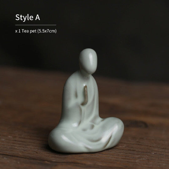 Ru Kiln Ceramic Tea Pet Buddha Zen Tea Play Accessories
