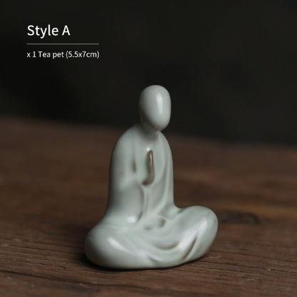 Ru Kiln Ceramic Tea Pet Buddha Zen Tea Play Accessories