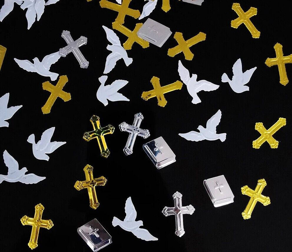 Confetti 15g Church Wedding Golden Pigeon Sequin Cross Bible Table Scatter Decor