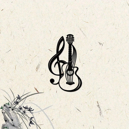 CIFbuy Black Metal Guitar Wall Art Iron Sculpture Home Decor Music Gift