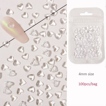 Nail Art Decals 20-100Pcs 3D Heart Charms Clear Acrylic DIY Manicure Accessories