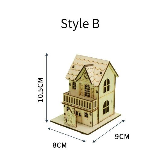 Christmas Log Cabin Christmas Craft Decoration with Light Wooden Small House