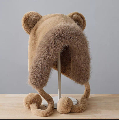 Women Scarves Winter Warm Thickened Pullover Caps Imitation Rabbit Fur Plush Hat