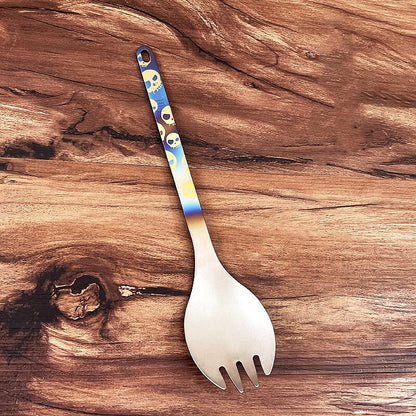 TA1 Pure Titanium Korean Long Handle Dinner Spoon+Fork Soup Coffee Spoon Cutlery